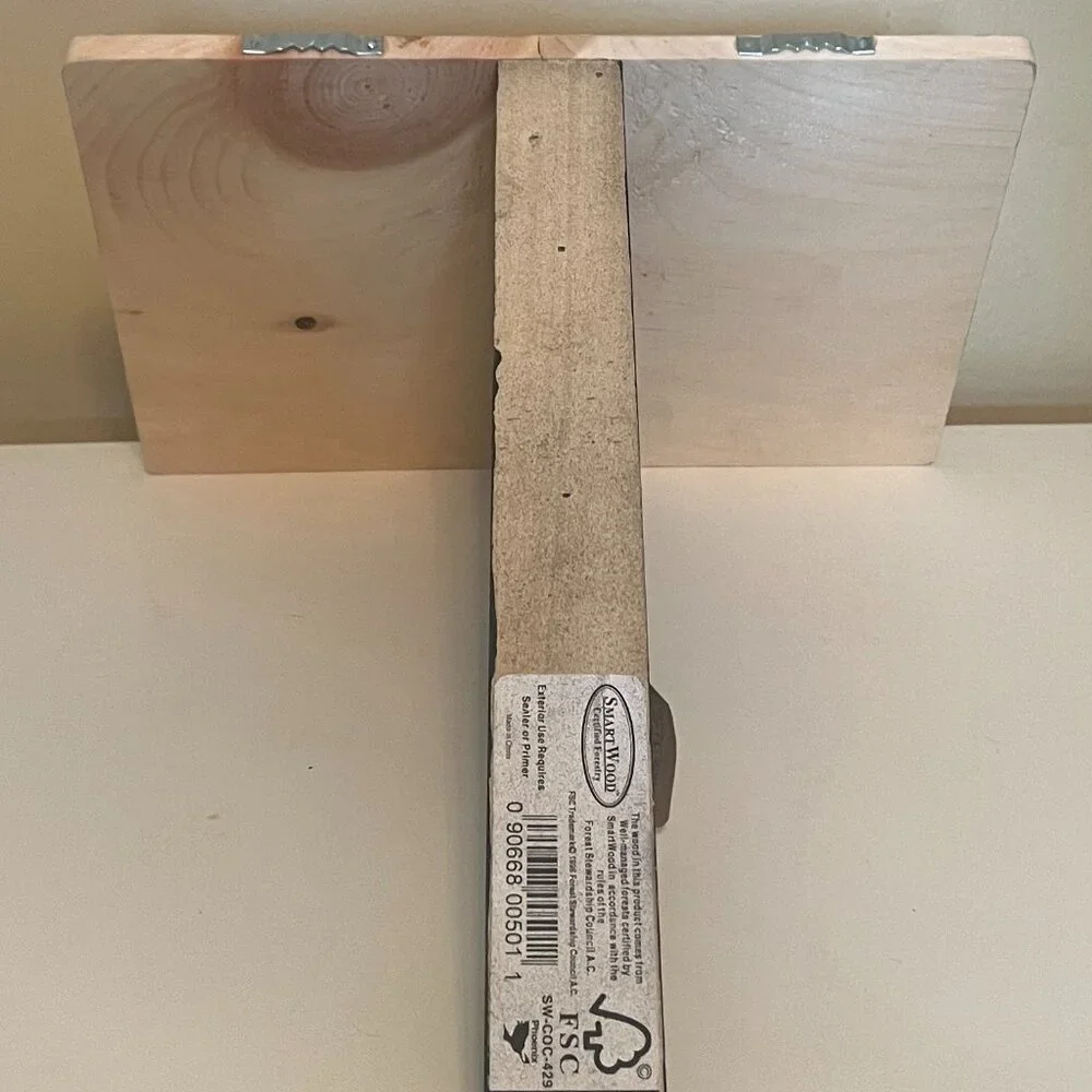 Natural Wood with Black Corbel Small Wall Shelf
